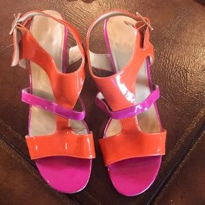 Nine West pink and orange heel